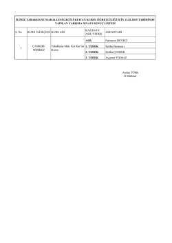S. No KURS İLİ/İL&Ccedil;ESİ KURS ADI KAZANAN ASIL/YEDEK ADI