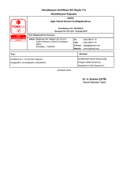 Akreditasyon Sertifikası Eki (Sayfa 1/1) Akreditasyon Kapsamı Dr. H