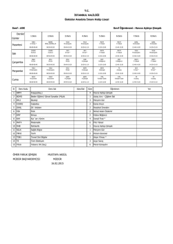 Günler Dersler Sınıf : A9E Sınıf Öğretmeni : Havva Aybiçe Şimşek