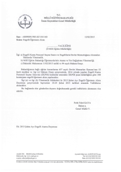 Milli Eğitim Bakanlığı Personel Genel M&uuml;d&uuml;rl&uuml;ğ&uuml;