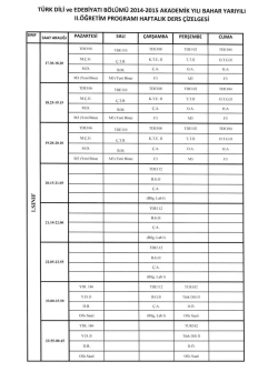 2014-2015 Bahar dönemi II. öğretim güncel ders programı