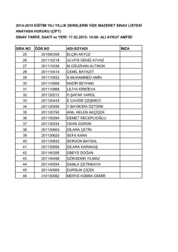 2014-2015 EĞİTİM YILI YILLIK DERSLERİN VİZE MAZERET SINAV