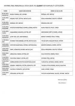 HAvM E ANA ANAoKU LU 20L4-2oL5 yıLı şUBAT Ayı KAHVALTı