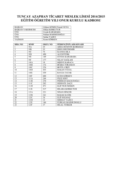Onur Kurulu Kadrosu 2014-2015