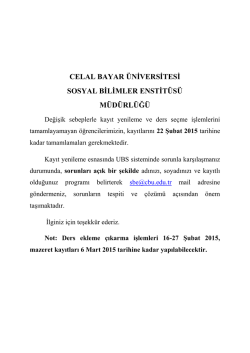 kayıt yenileme ve ders se&ccedil;imi hakkında &ouml;nemli duyuru