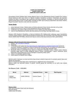 Kadir Has &Uuml;niversitesi Hukuk Fak&uuml;ltesinde g&ouml;revlendirilmek &uuml;zere 1
