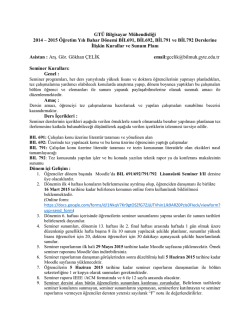GT&Uuml; Bilgisayar M&uuml;hendisliği 2014 &ndash; 2015 &Ouml;ğretim Yılı Bahar