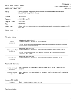 CV İ&ccedil;in Tıklayınız. - Sinop &Uuml;niversitesi