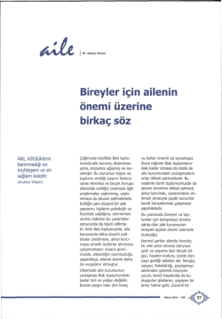 Bireyler İ&ccedil;in Ailenin &Ouml;nemi &Uuml;zerine Birka&ccedil; S&ouml;z