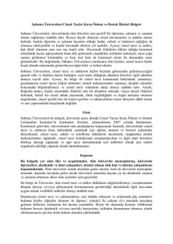 Cinsel Tacize Karşı &Ouml;nlem ve Destek İlkeleri Belgesi