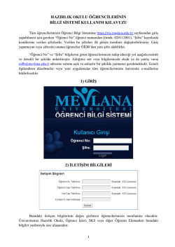 Hazırlık Bilgi Sistemi Kılavuzu