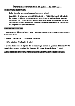 Başvuru şartları ve Belgeleri