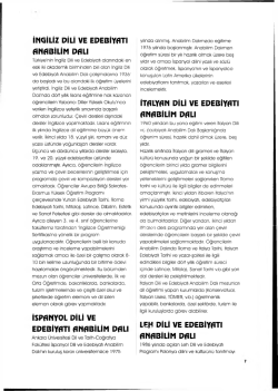 ingiliz dili ve edebiyatı anadilim dalı ispanyol dili ve edebiyatı