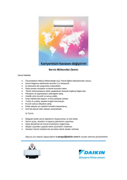 DAIKIN, IZMIR`DE SERVİS M&Uuml;HENDİSİ ARAMAKTADIR. (İlan