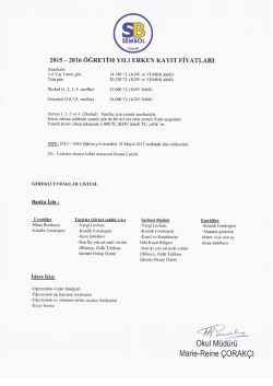 erken kayıt fiyatlarımız