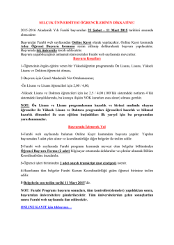 Farabi Değişim Programı Başvuruları 21.02.2015 18:50:00