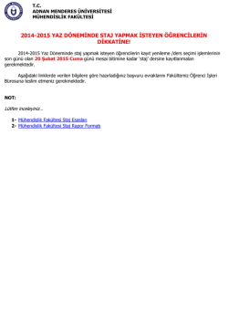 2014-2015 yaz d&ouml;nemı staj - Adnan Menderes &Uuml;niversitesi
