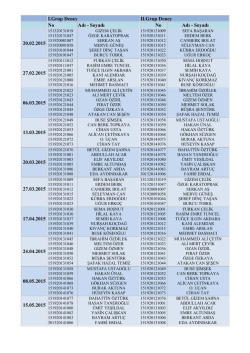 Soyadı 20.02.2015 27.02.2015 06.03.2015 13.03.2015 20.03.2015