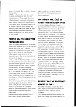 ALMAN DİLİ VE EDEBİYATI ANABİLİM DALI AMERİKAN KÜLTÜRÜ