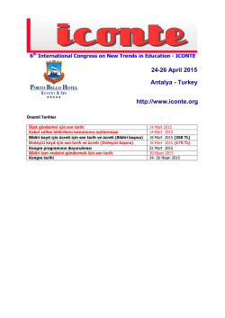 Onemli Tarihler - International Conference on New Trends in