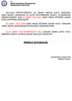 2014-2015 bahar d&ouml;nemı kayıt yenıleme s&uuml;resının uzatılması