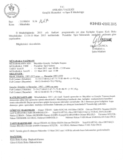 ANKARA yALıLiĞı - Ankara Gen&ccedil;lik ve Spor İl M&uuml;d&uuml;rl&uuml;ğ&uuml;