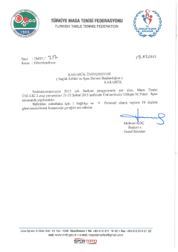 Salon Tahsisleri - T&uuml;rkiye Masa Tenisi Federasyonu