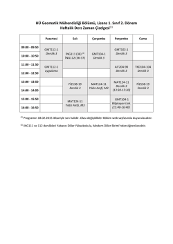 Geomatik Mühendisliği 2014-2015 Öğretim Yılı Bahar Dönemi