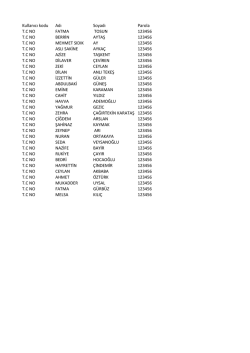 Kullanıcı kodu Adı Soyadı Parola T.C NO FATMA TOSUN 123456