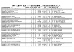 sosyoloji b&ouml;l&uuml;m&uuml; 2014-2015 bahar ders programı