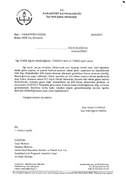 İlgili Okul M&uuml;d&uuml;rl&uuml;klerine-MEB Dışı Hizmetler 20.02.2015 14:49