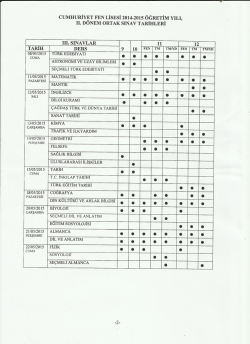 2.D&ouml;nem Ortak Sınav Tarihleri