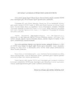 2015 ŞUBAT Avi ENGELLİ &Ouml;ĞRETMEN ALıMı DUYURUSU