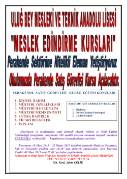 perakende satış g&ouml;revlisi kursu eğitim konuları 1. kişisel bakım 2