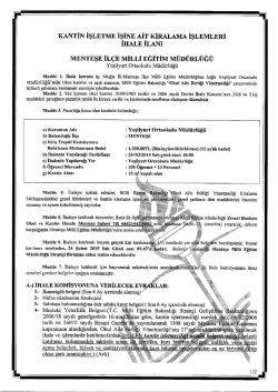 kantin işletme işine ait kiralama işlemleri ihale ilanı