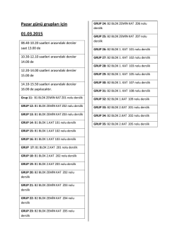 Pazar Gruplarının Final Programı