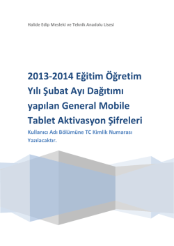 2013-2014 Eğitim &Ouml;ğretim Yılı Şubat Ayı Dağıtımı yapılan General
