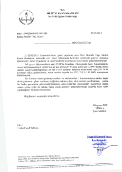 T.c. MEZİTLİ KAYMAKAMLIĞI İl&ccedil;e Miııi Eğitim M&uuml;d&uuml;rl&uuml;ğ&uuml;