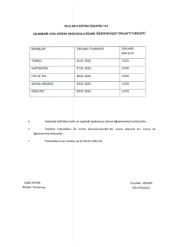 Ş&ouml;k Z&uuml;mre Toplantı Tarihleri