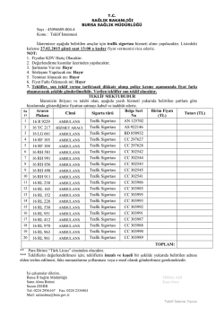 Teklif Mektubu - Bursa İl Sağlık M&uuml;d&uuml;rl&uuml;ğ&uuml;