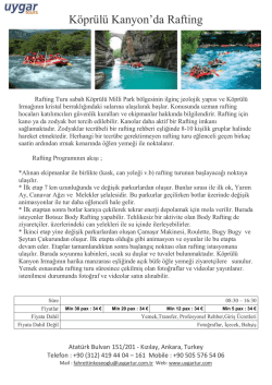 K&ouml;pr&uuml;l&uuml; Kanyon`da Rafting