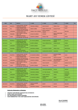 mart ayı yemek listesi