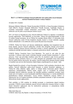 İKGV ve UNHCR tarafından Suriyeli m&uuml;lteciler i&ccedil;in a&ccedil;ılan psiko