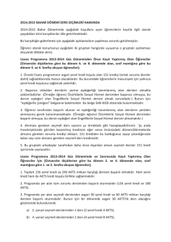 2014-2015 BAHAR D&Ouml;NEMİ DERS SE&Ccedil;İMLERİ HAKKINDA 2014