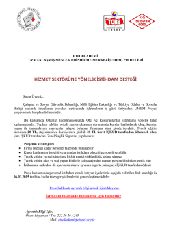 hizmet sekt&ouml;r&uuml;ne y&ouml;nelik istihdam desteği hk.