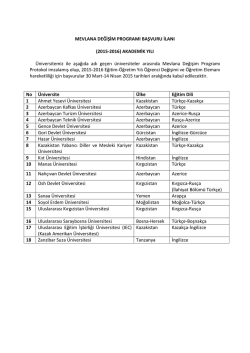 2015-2016 Eğitim-&Ouml;ğretim Yılı Mevlana Değişim Programı &Ouml;ğrenci