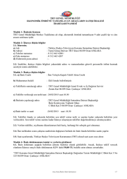 9 adet Ara&ccedil; Satış İhalesi İdari Şartnamesi