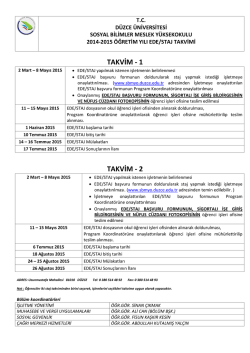staj takvimleri - D&uuml;zce &Uuml;niversitesi Sosyal Bilimler Meslek