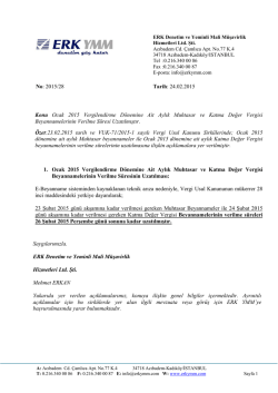 Ocak 2015 vergilendirme d&ouml;nemine ait aylık Muhtasar ve