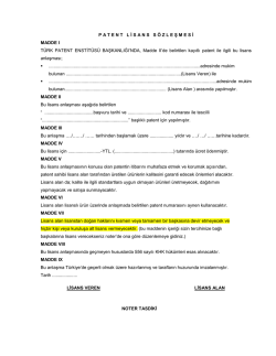 Patent Lisans S&ouml;zleşmesi